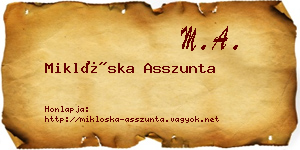 Miklóska Asszunta névjegykártya